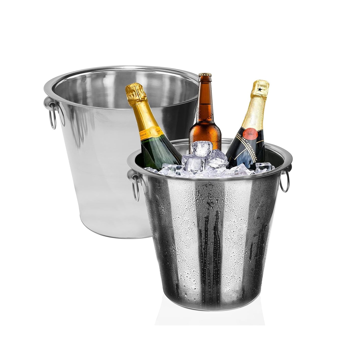 Stainless Steel Champagne Wine, Beer, Ice Bucket, Bottle Bar Cooler, 4.5 L, Silver