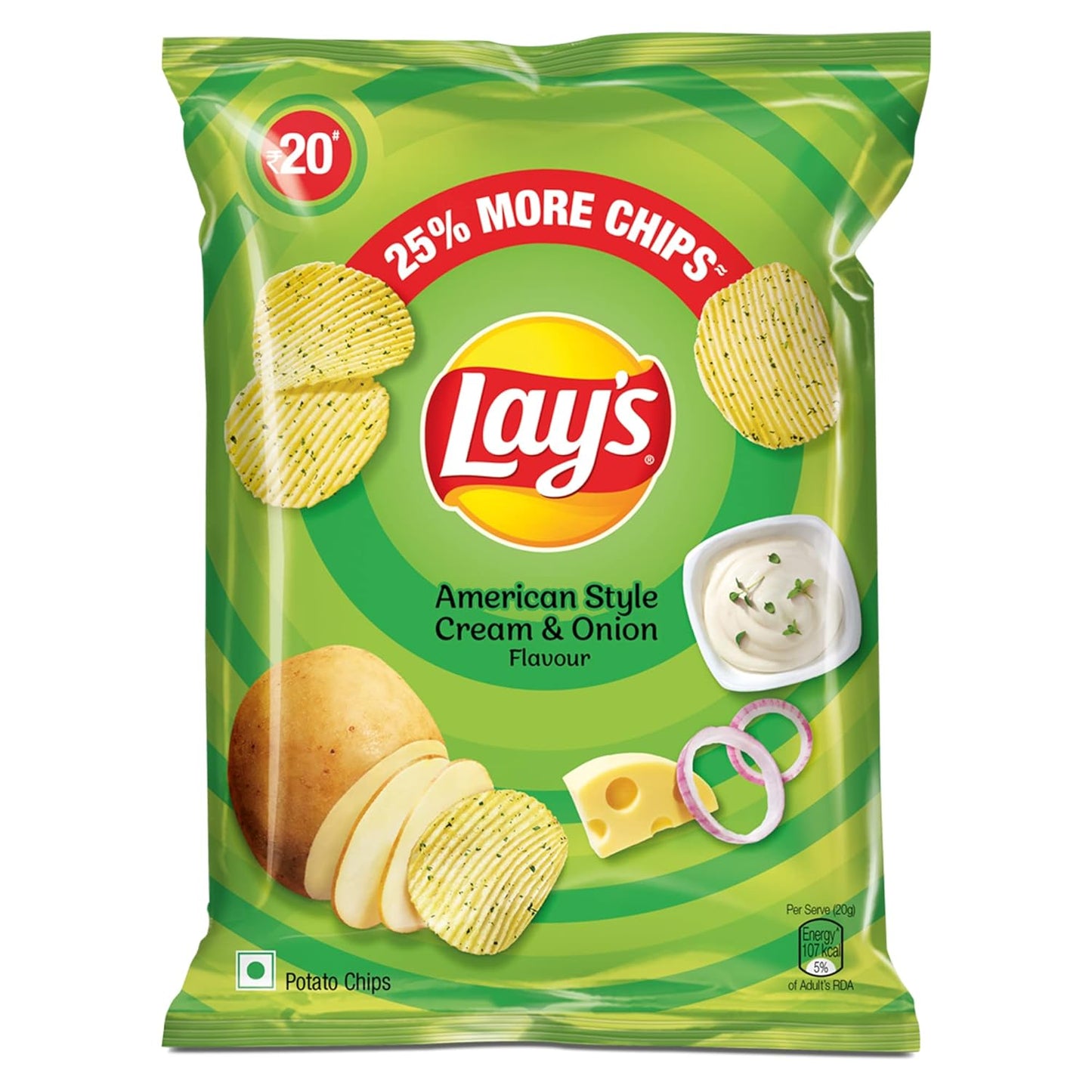 Lay's Potato Chips, American Style Cream & Onion Flavour 48 Gram