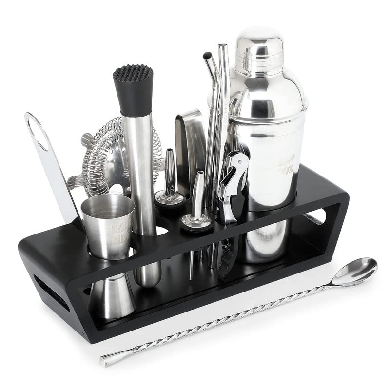 Bar Box | Black Wood Bar Set 14 Piece Bartending Kit