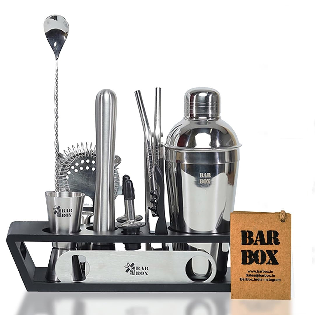 Bar Box | Black Wood Bar Set 14 Piece Bartending Kit