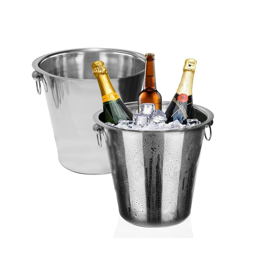 Stainless Steel Champagne Wine, Beer, Ice Bucket, Bottle Bar Cooler, 4.5 L, Silver