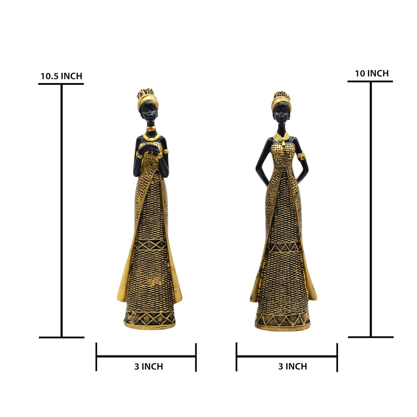 Vibrant Beautiful Finish Uniquely Hand Crafted Home Decor African Tribal Women Art Piece (Set of 2)