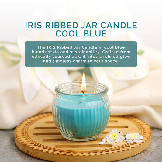 IRIS COOL BLUE RIBBED JAR CANDLE