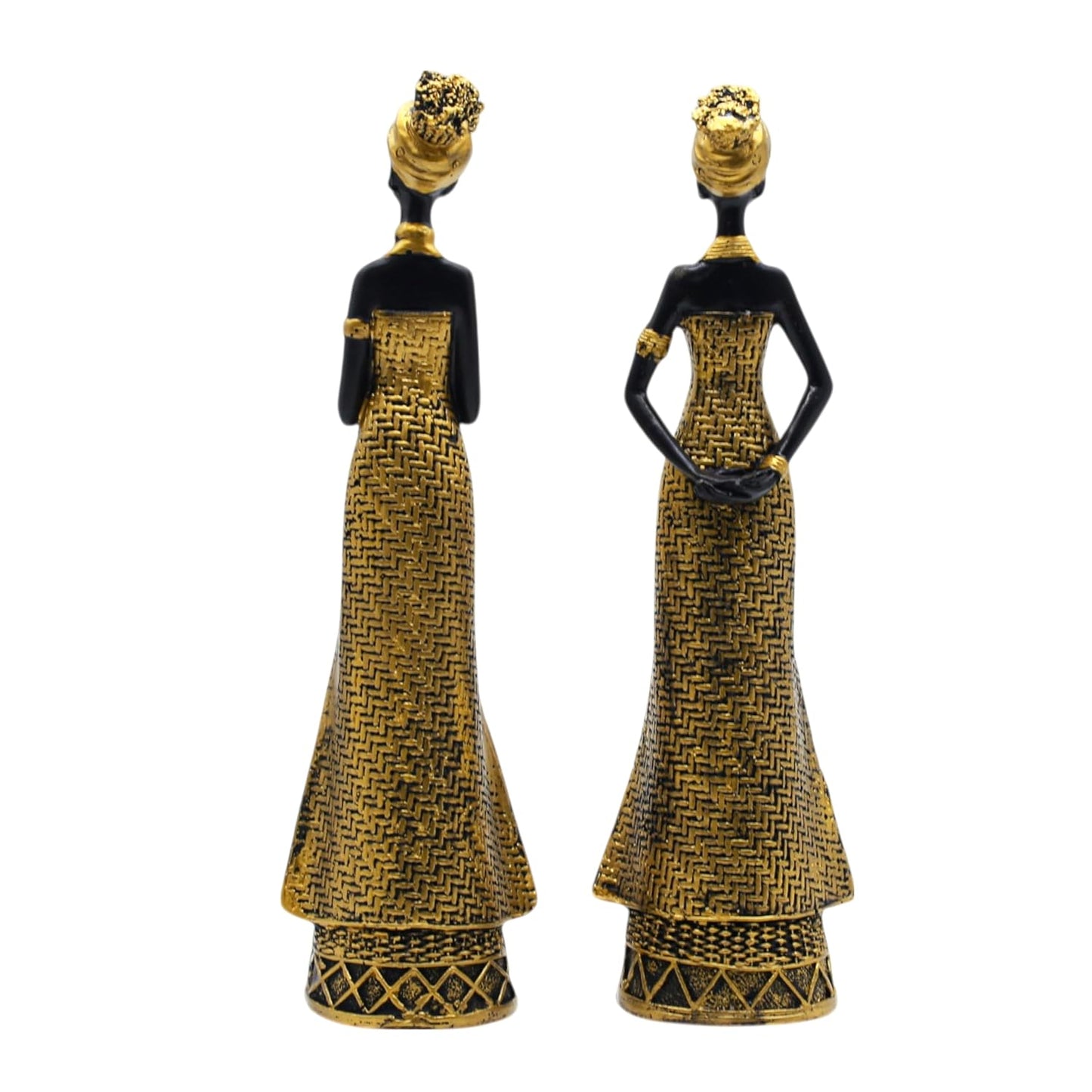Vibrant Beautiful Finish Uniquely Hand Crafted Home Decor African Tribal Women Art Piece (Set of 2)