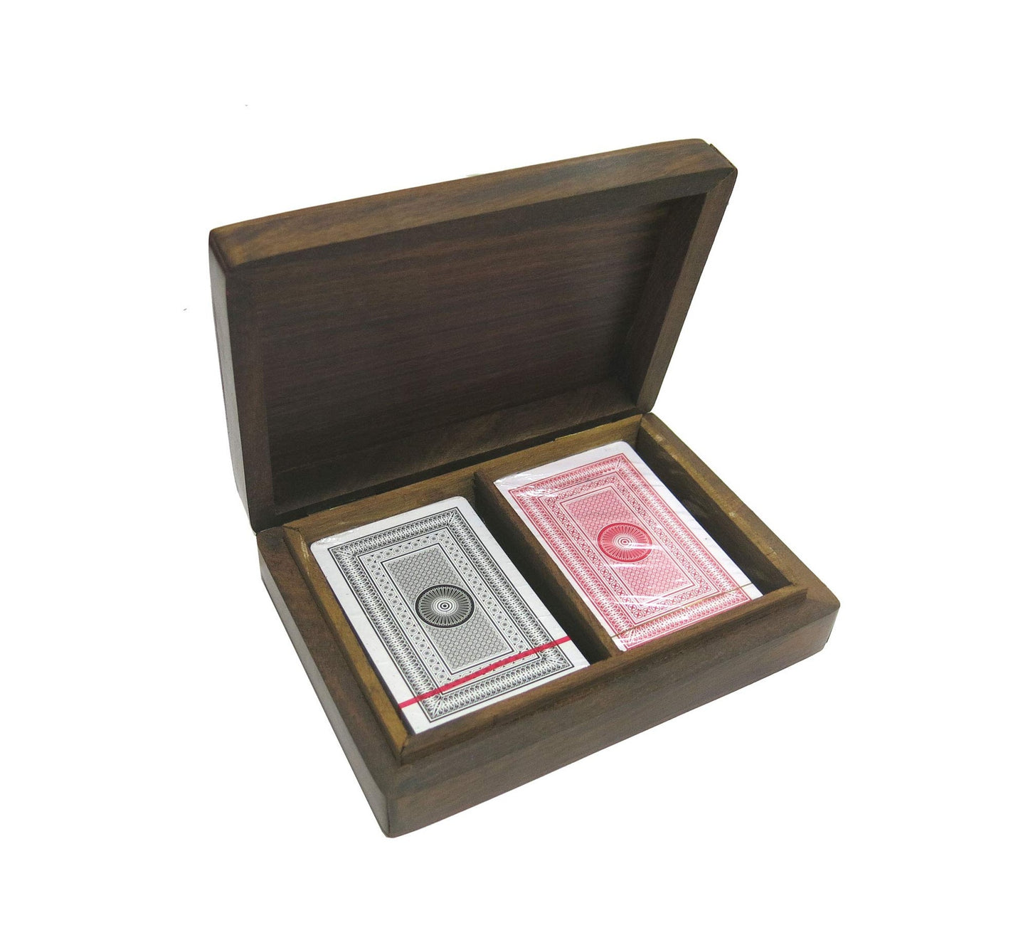 Playing Cards Box with Set of 2 Cards in Wooden Carry Box