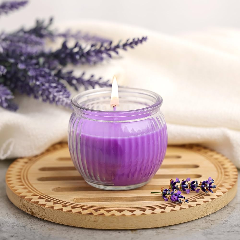 IRIS LAVENDER RIBBED JAR CANDLE