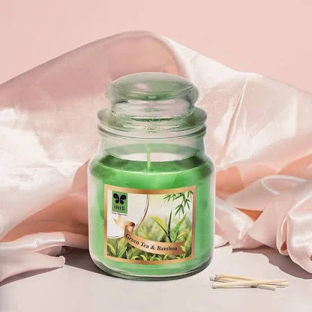 IRIS GREEN TEA & BAMBOO GLASS JAR CANDLE