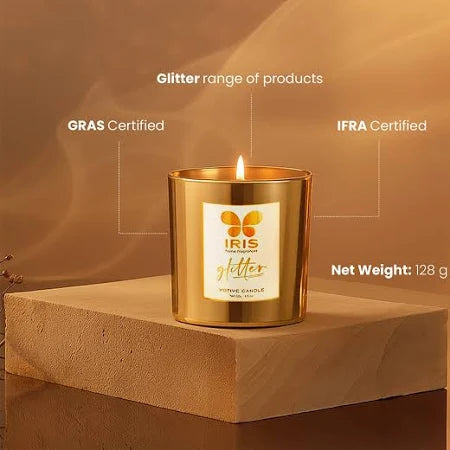 IRIS GLITTER VOTIVE GOLD MUSK CANDLE