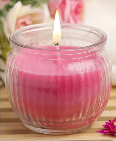 IRIS DAMASK ROSE RIBBED JAR CANDLE