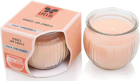 IRIS PEACH POMEGRANATE RIBBED JAR CANDLE