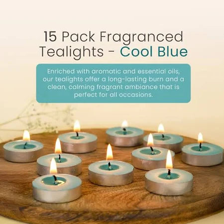 IRIS COOL BLUE FRAGRANCED TEALIGHTS (PACK OF 15)