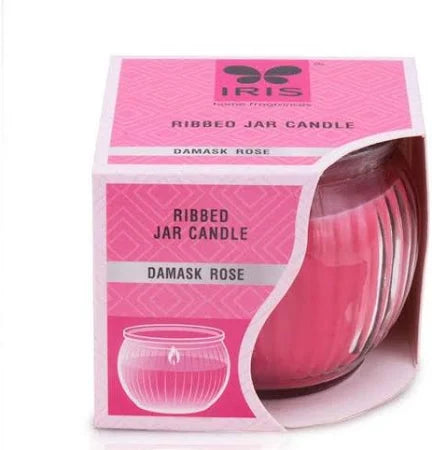 IRIS DAMASK ROSE RIBBED JAR CANDLE