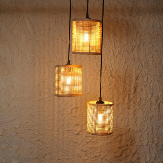 Twisted Rattan Woven Ceiling Lamp