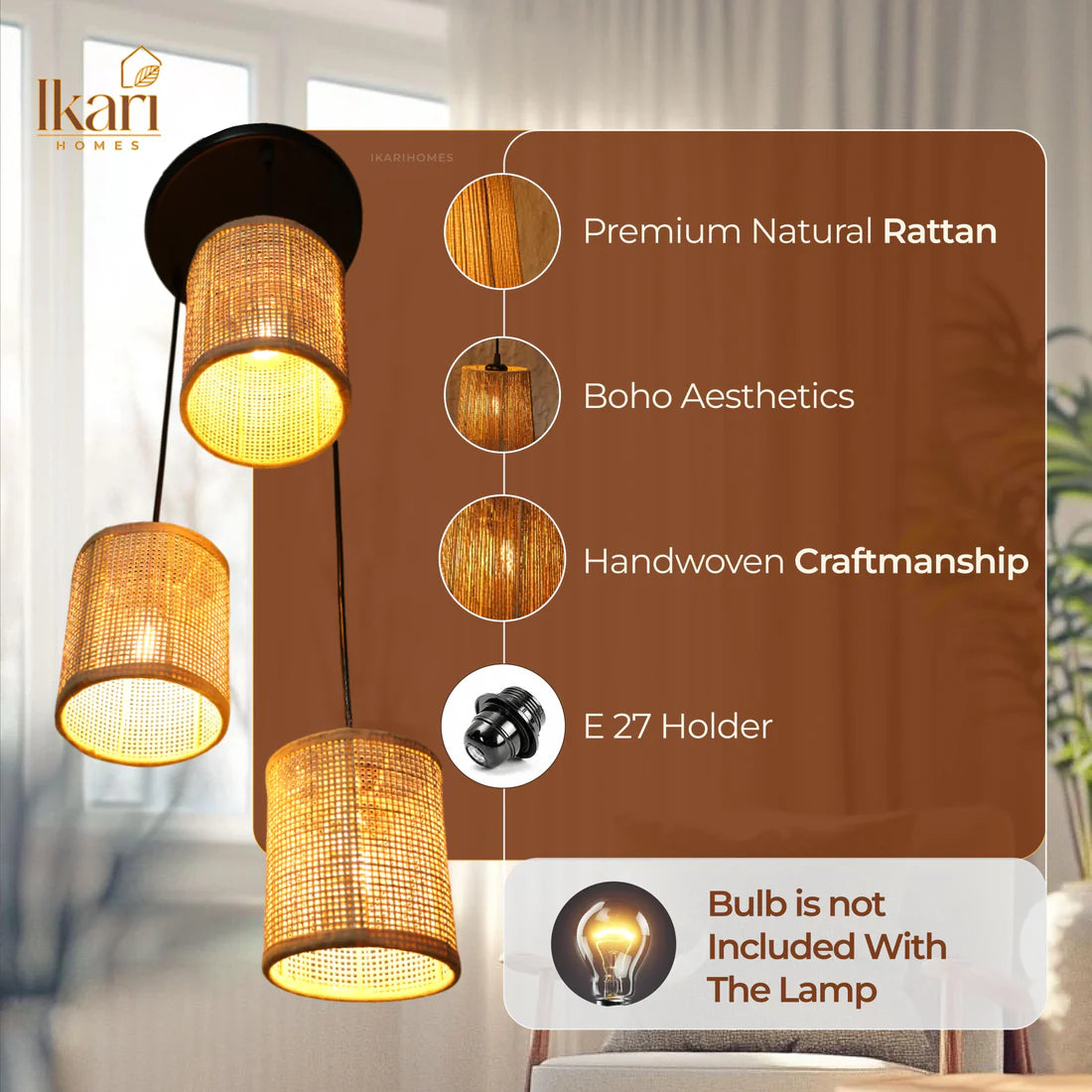 Twisted Rattan Woven Ceiling Lamp