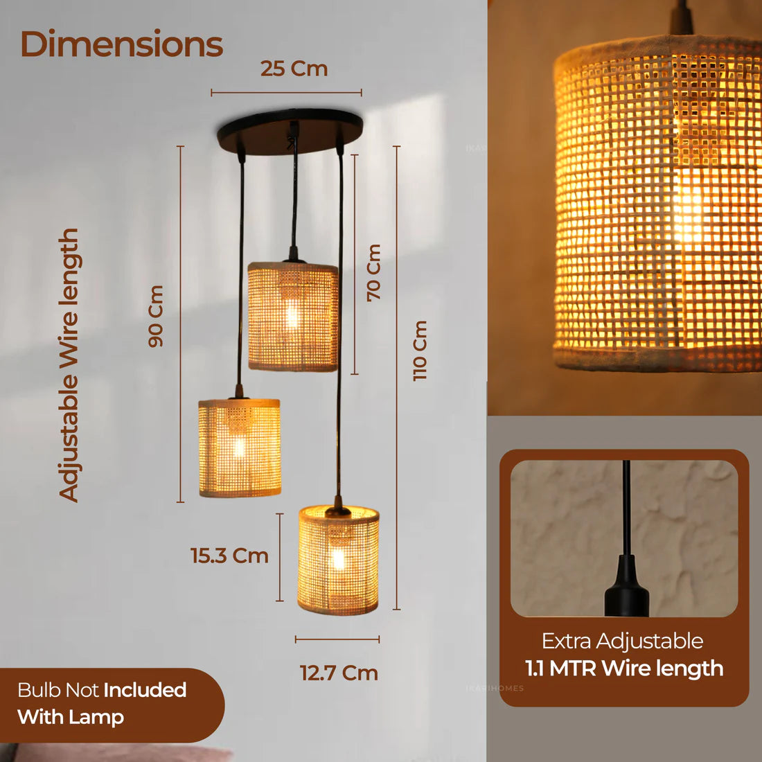 Twisted Rattan Woven Ceiling Lamp