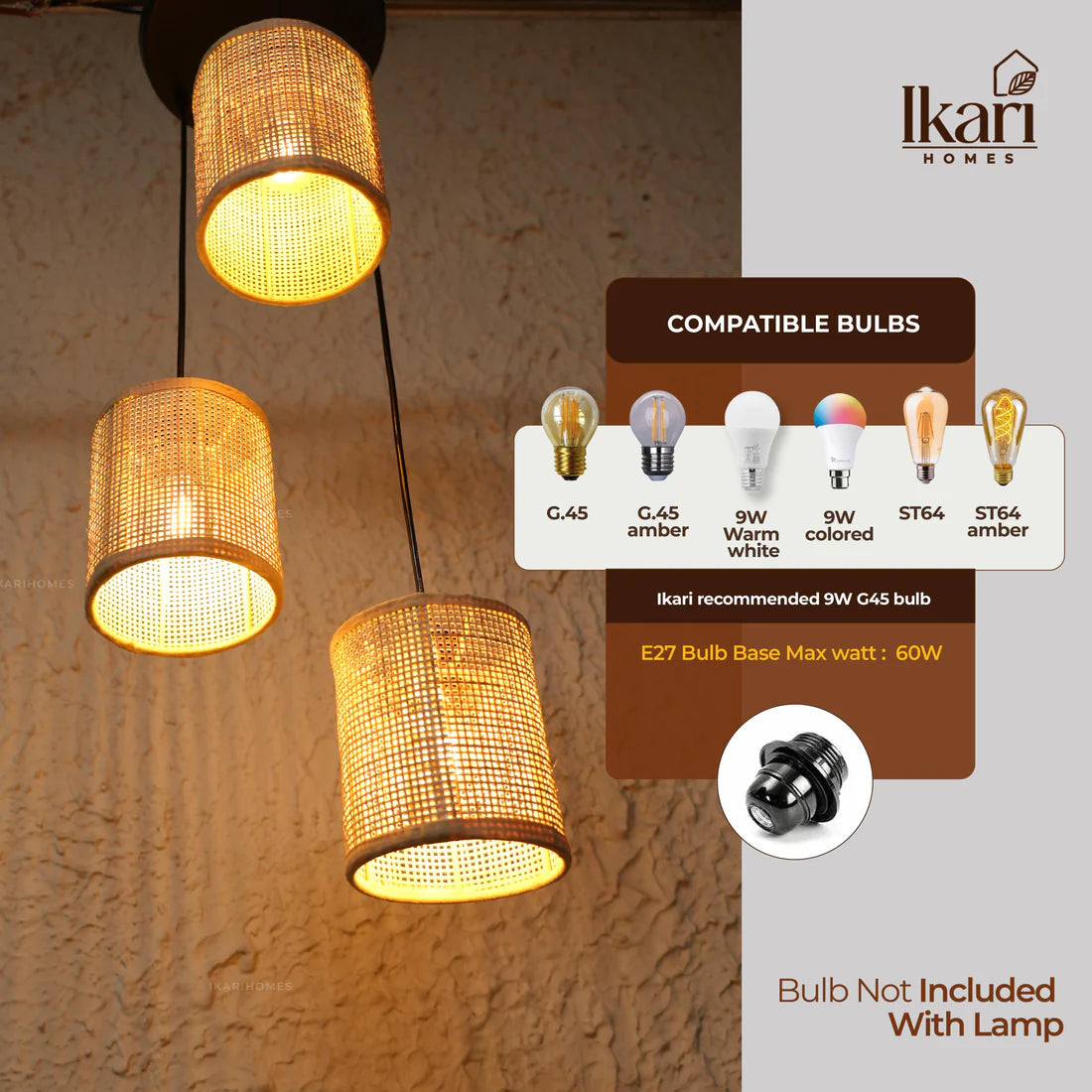 Twisted Rattan Woven Ceiling Lamp